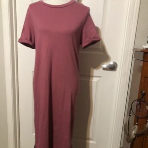 Dusty rose midi tshirt dress